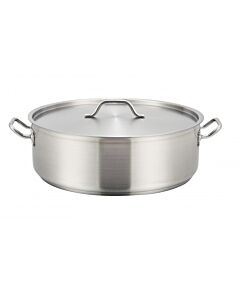 Winco SSLB-25 Stainless Steel Brazier & Cover, 25 qt - Induction Ready - CA