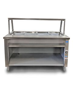 Zanduco 58" Electric Single Tank Steam Table with 4 Full-Size Pan and Sneeze Guard - 208V, 4kW