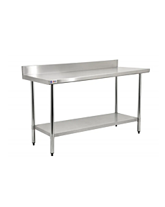 Zanduco 24" Depth Stainless Steel Standard Worktable with Undershelf and 4" Backsplash