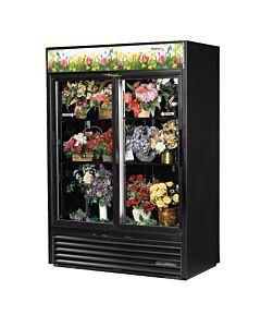 True GDM-47FC-HC-LD Two Door Glass Floral Case - 47 cu. ft.