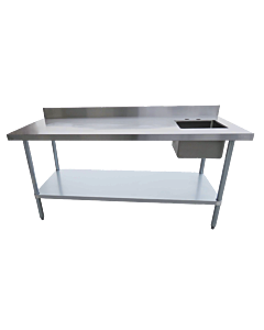 EFI TTUBR2472-B 24" x 72" Stainless Steel Worktable with Right Sink & Backsplash