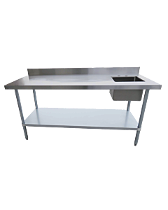 EFI TTUBR3060-B 30" x 60" Stainless Steel Worktable with Right Sink & Backsplash