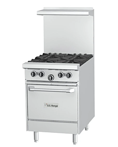 Garland US Range U24-G24L U Series 24" Liquid Propane Commercial Range with 24" Griddle and 1 Space Saver Oven - 64,000 BTU