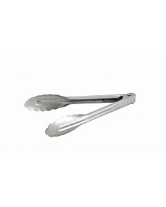 Winco UT-12 12" Stainless Steel Utility Tongs, Heavyweight - CA