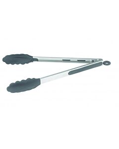 Winco UTS-12K 12" Silicone Grip Utility Tongs with Lock Clip, Stainless Steel - CA