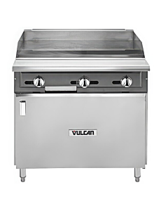 Vulcan VGM36B V Series 36" Manual Griddle Gas Range with Cabinet Base and 90,000 BTU - Natural Gas/Liquid Propane