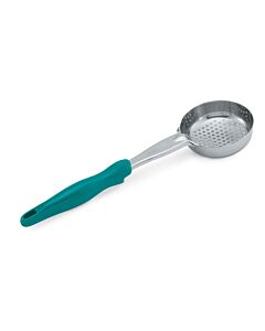 Vollrath 6 oz One Piece Heavy-Duty Spoodle with Perforated Round Bowl - Teal Handle, 6432655 - CA
