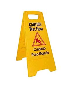 Winco WCS-25 Wet Floor Caution Sign, Yellow, 25" x 12" - CA