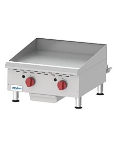 Zanduco Countertop Stainless Steel Gas Griddle with 2 Burners Thermostatic Control Natural Gas with Propane Conversion Kit - 60,000 BTU