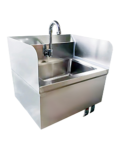 Zanduco Fabricated Hand Sink 15.25" x 17" x 13" with Knee Valve/Gooseneck, Side Splash and Drain Basket
